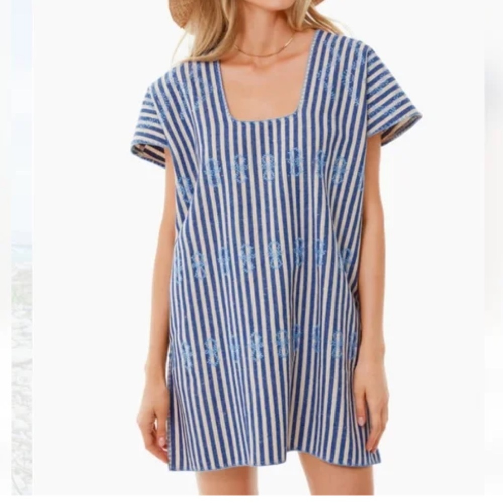 NEW Tuckernuck Blue and White Striped mini Sullivan cover up dress size XS